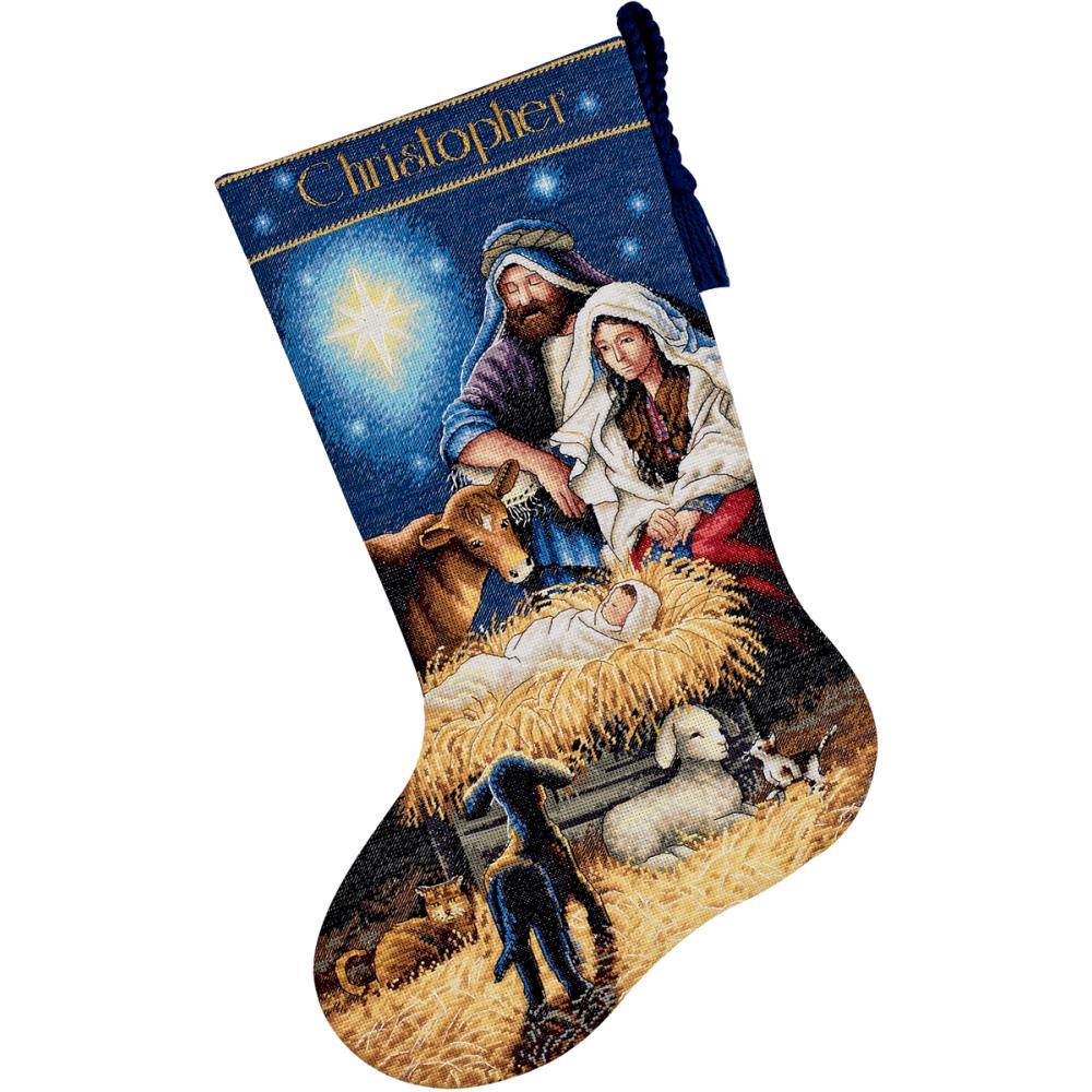 Gold Collection Holy Night Stocking Counted Cross Stitch Kit
